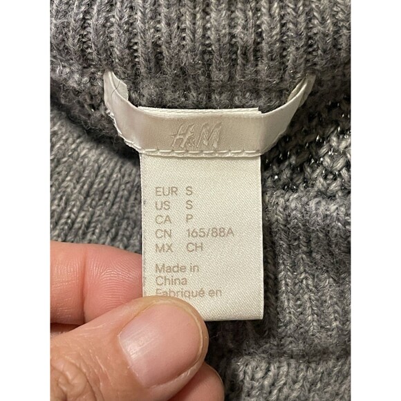 H&M Women’s Sweater Small Ombré Glitter Heather Grey Crewneck Sparkle Winter - Picture 8 of 9